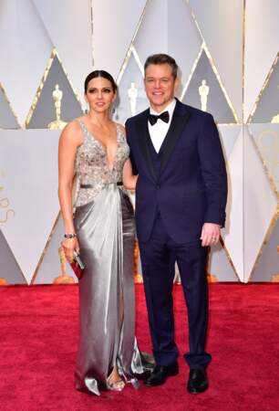 Oscars 2017 : du beau, du chic, du sublime, les plus beaux looks de la soirée - Matt Damon et Luciana Barroso