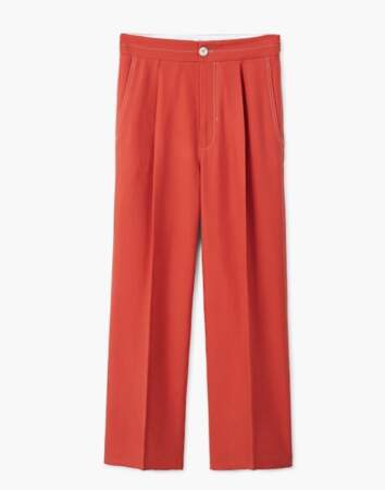 Pantalon rouge à coutures contrastantes, Mango, 49,99 euros