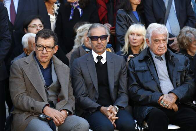 Dany Boon, Paul Belmondo et Jean-Paul Belmondo à l'hommage national à Charles Aznavour