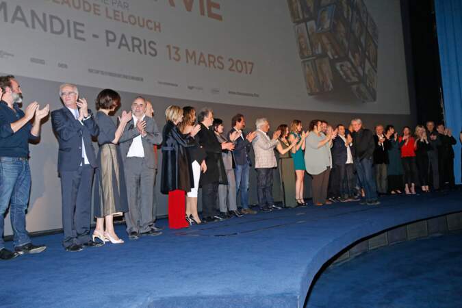 Avant-première du film Chacun sa vie : tous les acteurs du long-métrage de Claude Lelouch sur scène 
