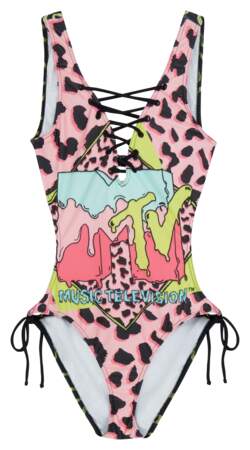 ASOS x MTV : maillot de bain une pièce imprimé à lacets, 43,99€