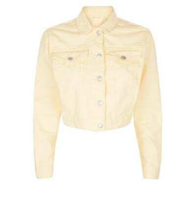 Veste courte jaune en jean, New Look, 32,99 euros