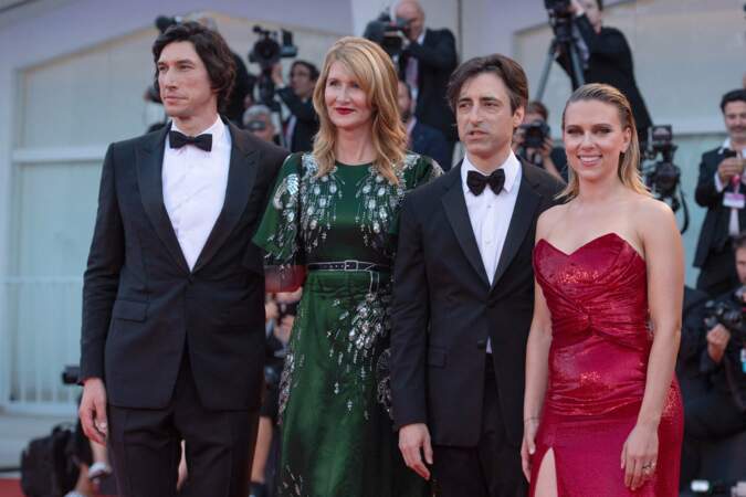 Scarlett Johansson, Adam Driver, Laura Dern et Noah Baumbach à la première de Marriage Story à la Mostra de Venise
