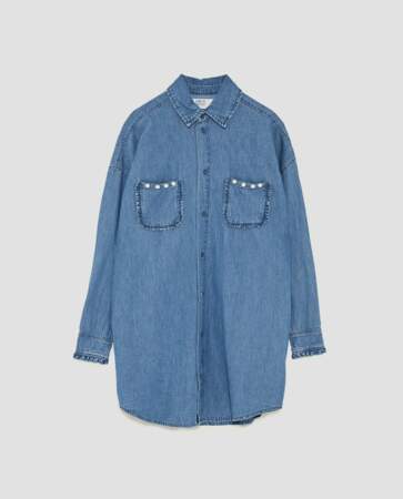 Zara : Surchemise en jean à poche fantaisie, 29,99 euros au lieu de 49,95 euros