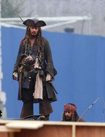 Johnny Depp et sa doublure dans Pirates des Caraïbes 4