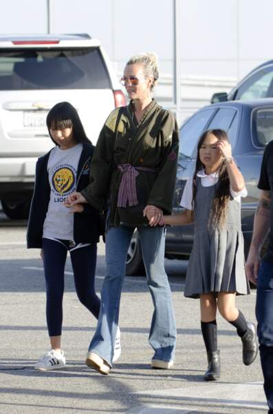 Laeticia Hallyday avec ses filles Jade et Joy