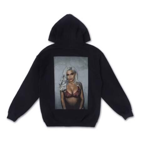 The Kylie Shop : sweat noir à capuche imprimé photo