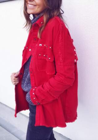 Veste en jean rouge modèle Lina, Easy Clothes, 39 euros