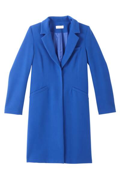 Manteau bleu roi, Camaïeu, 79,99€