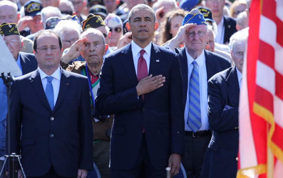 Ce matin, François Hollande et Barack Obama étaient au cimetière américain de Colleville-sur-Mer