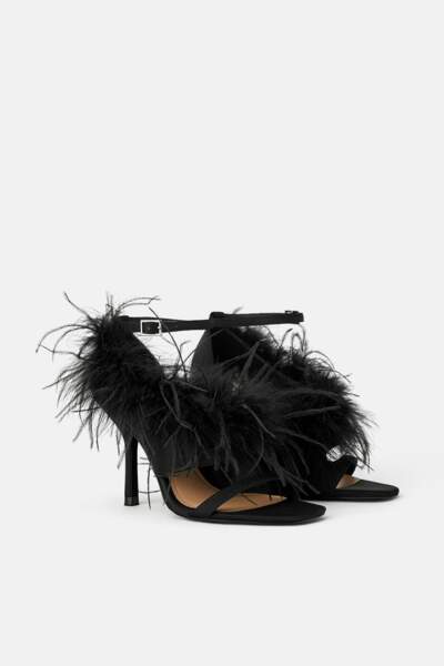 Sandales à plumes, Zara, 55,95€