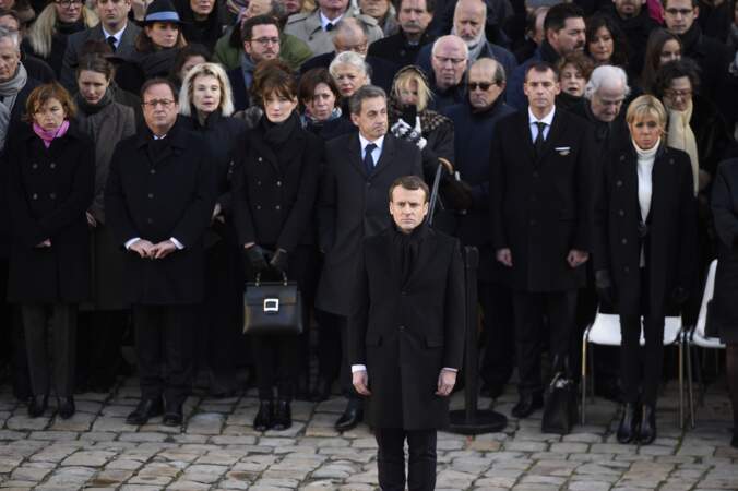 Obsèques de Jean D'Ormesson - Francois Hollande, Brigitte Macron, Nicolas Sarkozy et Carla Bruni-Sarkozy