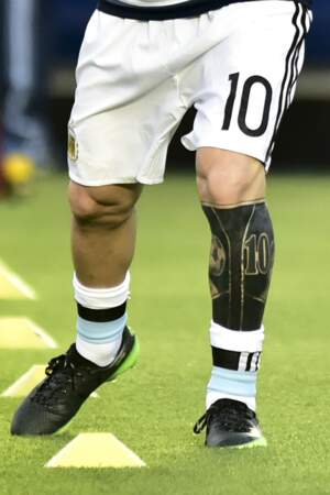 Tatouage au mollet : Lionel Messi