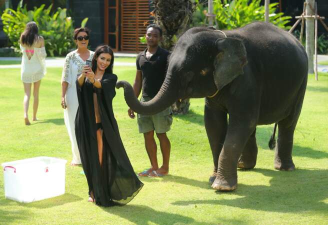 Les people posent avec des animaux : Kim Kardashian et Kris Jenner