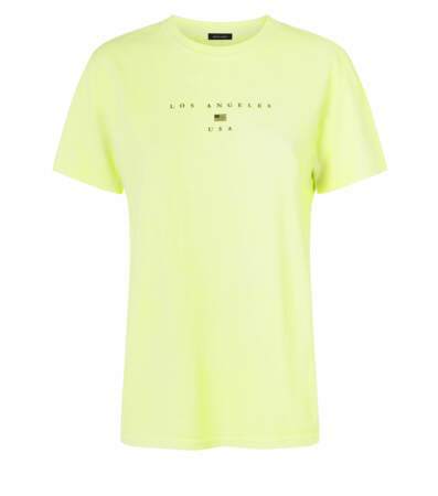 T-shirt jaune néon imprimé LA, Newlook, 12,99€