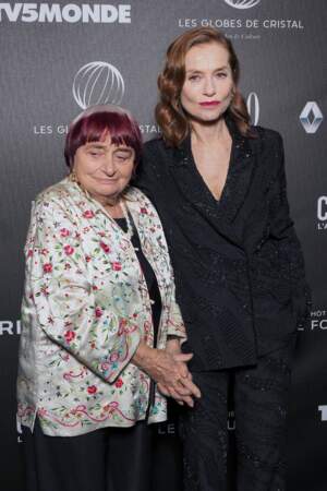 Les Globes de Cristal : la réalisatrice Agnes Varda et l'actrice Isabelle Huppert