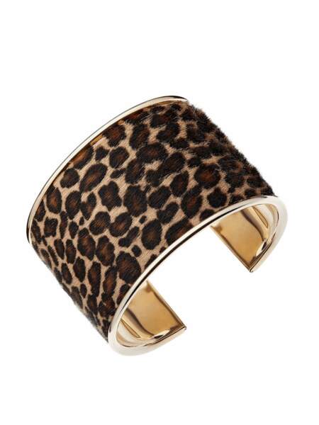Bracelet manchette façon léopard et métal Agatha, 59€