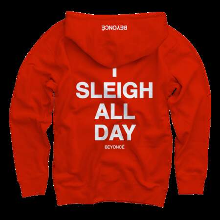 Beyoncé sort une collection de Noël : le sweat rouge "I sleigh all day" derrière, 55€