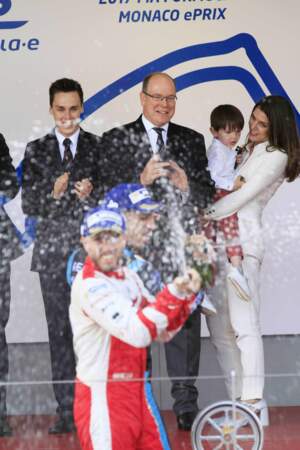 Formule E à Monaco : Louis Ducruet, Prince Albert II de Monaco, Charlotte Casiraghi et son fils Raphaël Elmaleh