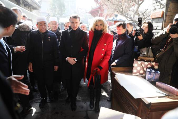 Emmanuel Macron et Brigitte Macron à la Grande mosquée de Xi'an