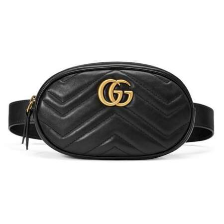 Le retour du sac banane : Sac ceinture GG Marmont en cuir matelassé, Gucci, 850 euros