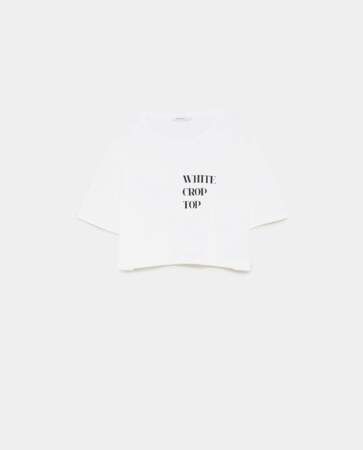 Coachella : T-shirt court à inscriptions, Zara, 7,95 euros