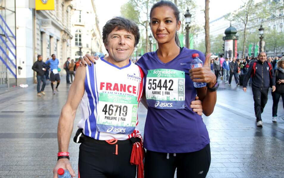 Karine Le Marchand et Philippe de L'amour est dans le pré font le marathon de Paris