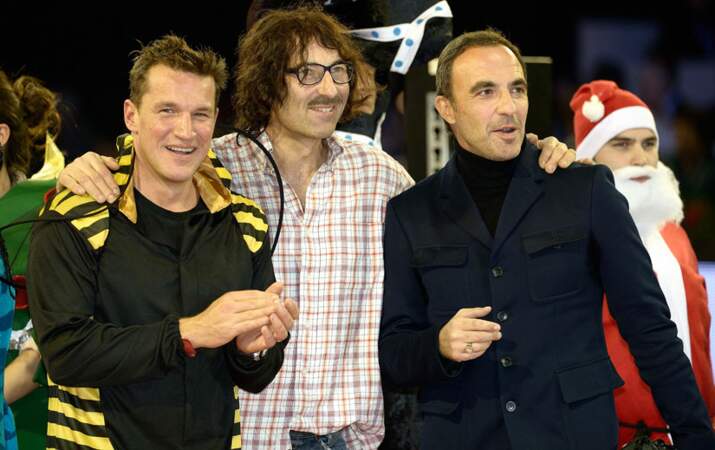 Benjamin Castaldi, Nicolas Canteloup (sous les cheveux bouclés et la moustache) et Nikos Aliagas aux Gucci Masters