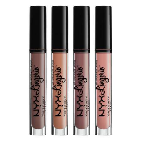 NYX cosmetics a sorti 12 nouvelles teintes de Lip Lingerie, à découvrir ci-après