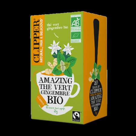 Notre Top 5 des boissons pour passer l'hiver : Thé vert gingembre bio, Clipper, 3,45€