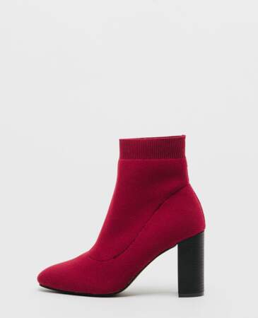 Bottines chaussettes rouges, Pimkie, 39,99€