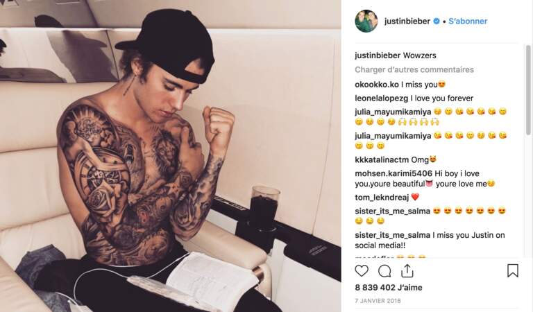 Tatouages sur le torse : Justin Bieber