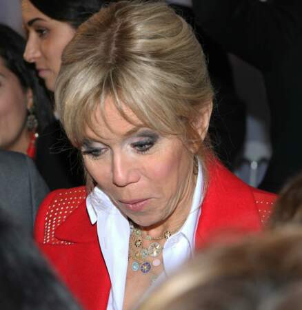 Brigitte Macron, dans une veste Azzedine Alaïa en Tunisie, le 31 janvier