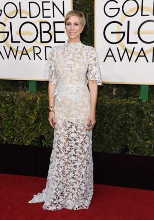 Golden Globes 2017 : Kristen Wiig en Reem Acra (c'est nooooon : elle ressemble à une nappe géante)