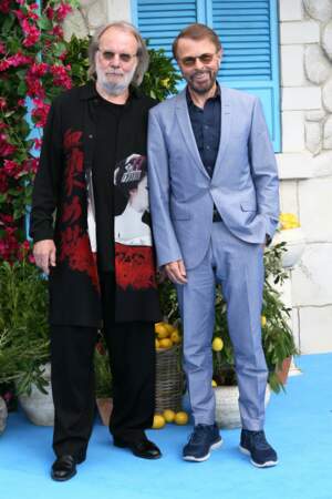  Benny Andersson et Björn Ulvaeus (ABBA) à l'avant-première de Mamma Mia 2 à Londres, le 16 juillet