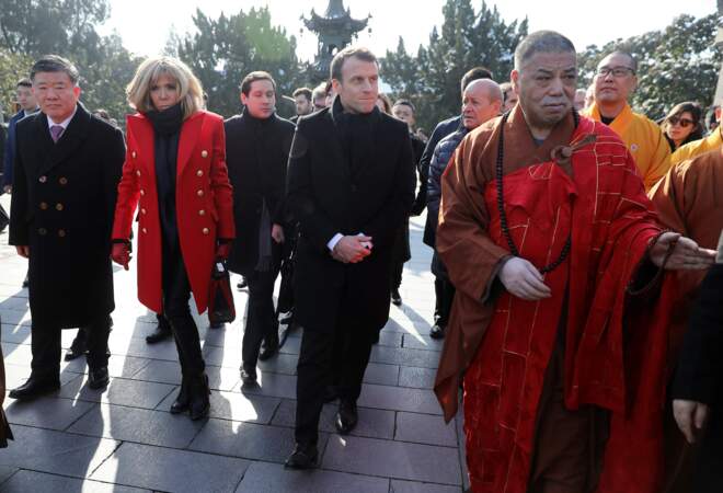 Emmanuel Macron et Brigitte Macron à la Grande pagode de l'oie sauvage