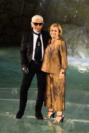 90 ans de Fendi : Karl Lagerfeld (directeur artistique de la marque) et Silvia Venturini Fendi