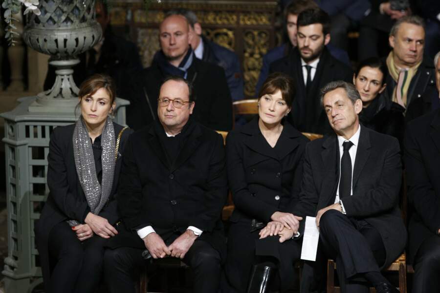 Hommage à Johnny Hallyday : Julie Gayet, François Hollande, Carla Bruni et Nicolas Sarkozy