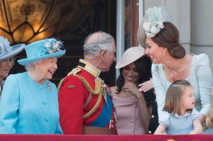 La famille royale au balcon de Buckingham pour Trooping the color, le 9 juin 2018