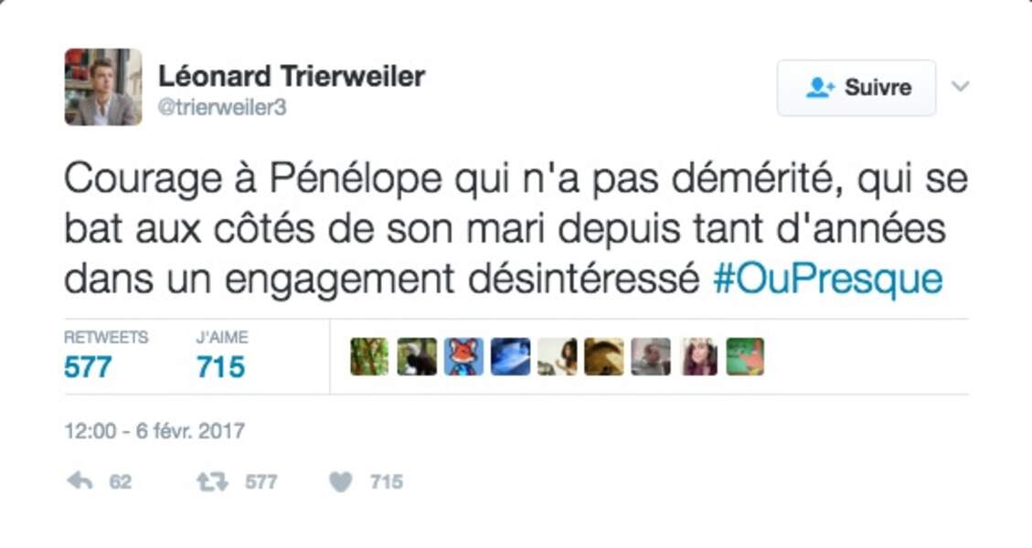 Le tweet de Léonard Trierweiler sur le Penelopegate...