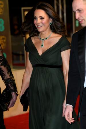 Kate Middleton, en vert et contre toutes, aux BAFTA Film Awards 2018 à Londres, le 18 février