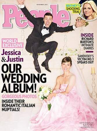 Robes de mariée de stars : Justin Timberlake et Jessica Biel en 2012. La robe est rose