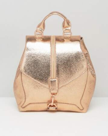 Asos Skinnydip sac à dos avec fermeture éclair sur le devant - or rose métallisé 42,99€