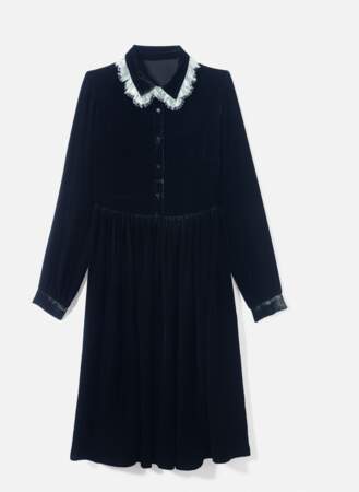 Collab Manoush x Monoprix : Robe velours et dentelle, 109€