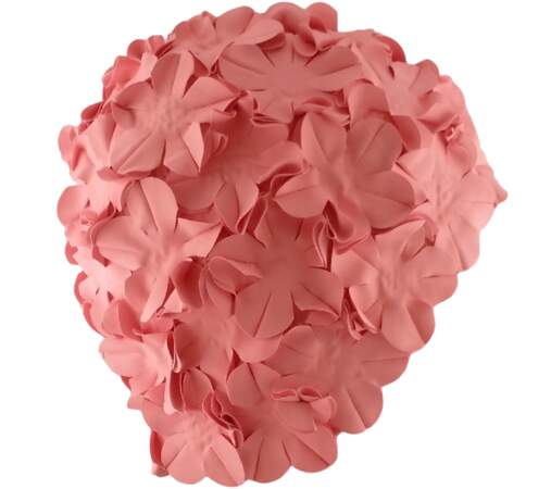 Comme dans les Tuche. Bonnet de bain rose à fleurs sur piqueunetete.com, 29,90€