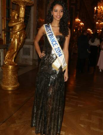 Dans sa longue robe bustier, Miss France 2014 est très en beauté