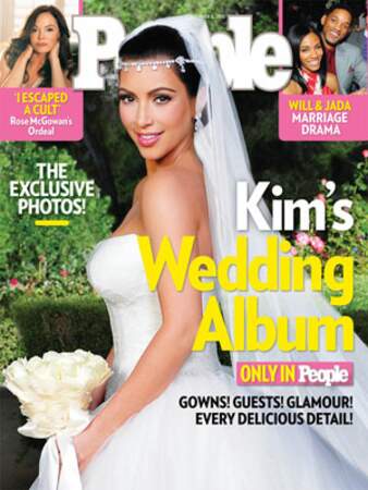Robes de mariée de stars : Kim Kardashian en 2011 pour son mariage avec Kris Humphries. Le bijou de front :O