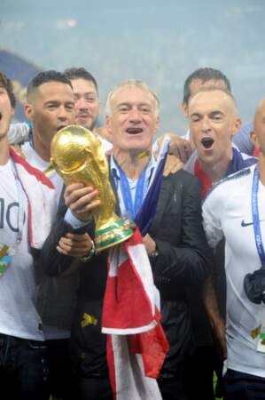 Didier Deschamps champion du monde pour la deuxième fois ce 15 juillet 2018 au stade Loujniki de Moscou