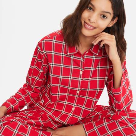 Ensemble pyjama en flanelle à carreaux, Uniqlo, actuellement à 24,90€