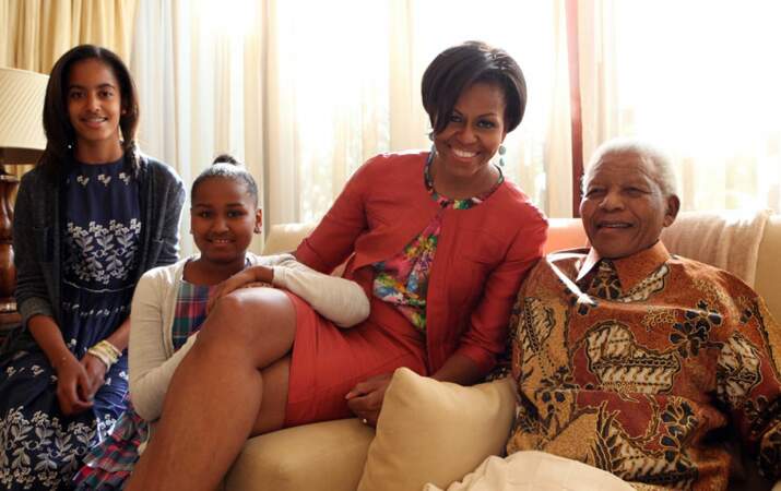 Avec Michelle, Sacha et Malia Obama